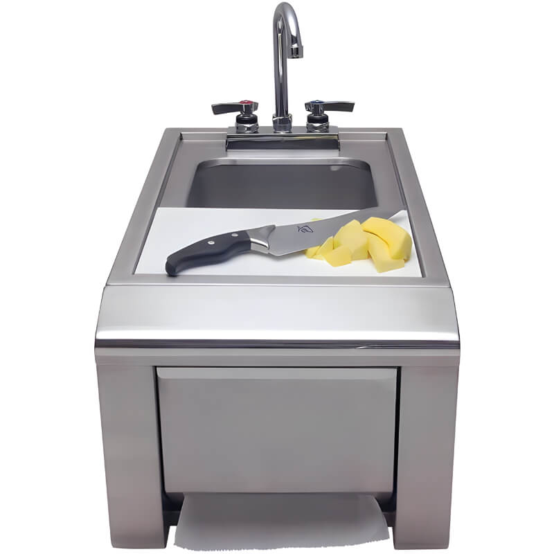 Alfresco 14-Inch Outdoor Rated Prep And Wash Sink With Towel Dispenser - ASK-T outdoor kitchen empire
