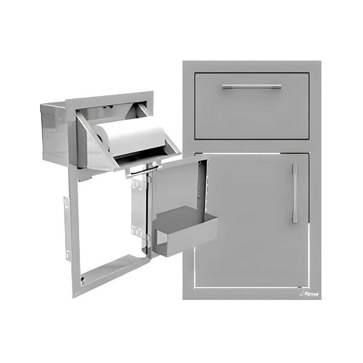 Alfresco 17-Inch Stainless Steel Soft-Close Door & Paper Towel Holder Combo - AXE-DTH outdoor kitchen empire