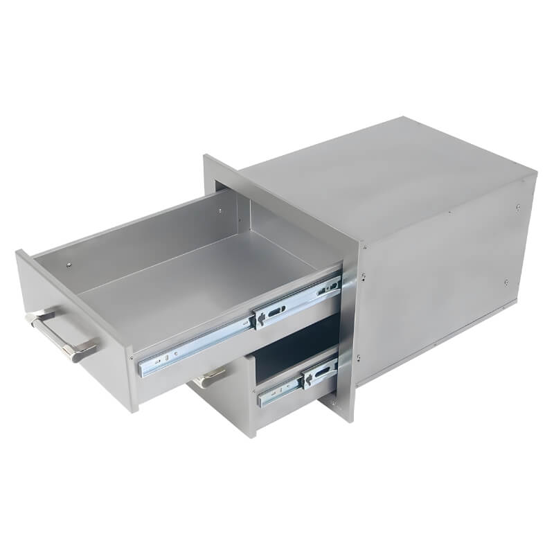 Alfresco 17-Inch Stainless Steel Soft-Close Double Drawer - AXE-2DR-SC outdoor kitchen empire
