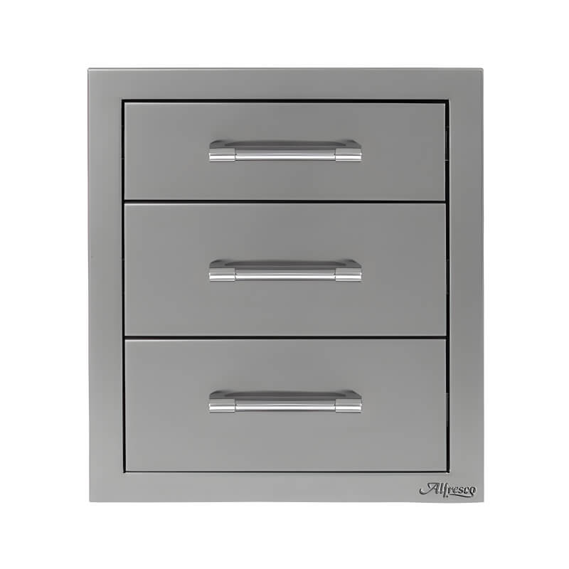 Alfresco 17-Inch Stainless Steel Soft-Close Triple Drawer - AXE-3DR-SC outdoor kitchen empire