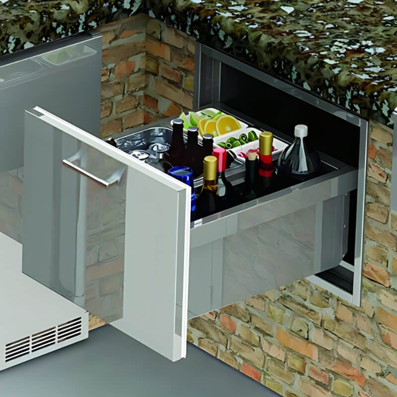 Alfresco 26 Inch Under Counter Ice Drawer & Beverage Center – AXE-ID outdoor kitchen empire