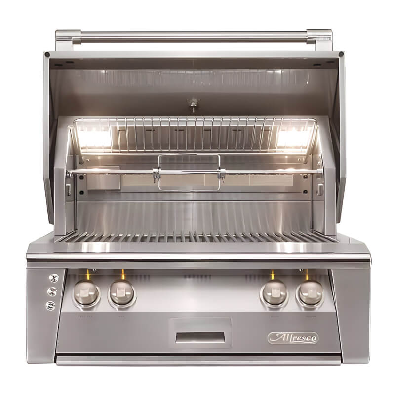 Alfresco ALXE 30-Inch Built-In Grill With Sear Zone And Rotisserie - ALXE-30SZ outdoor kitchen empire