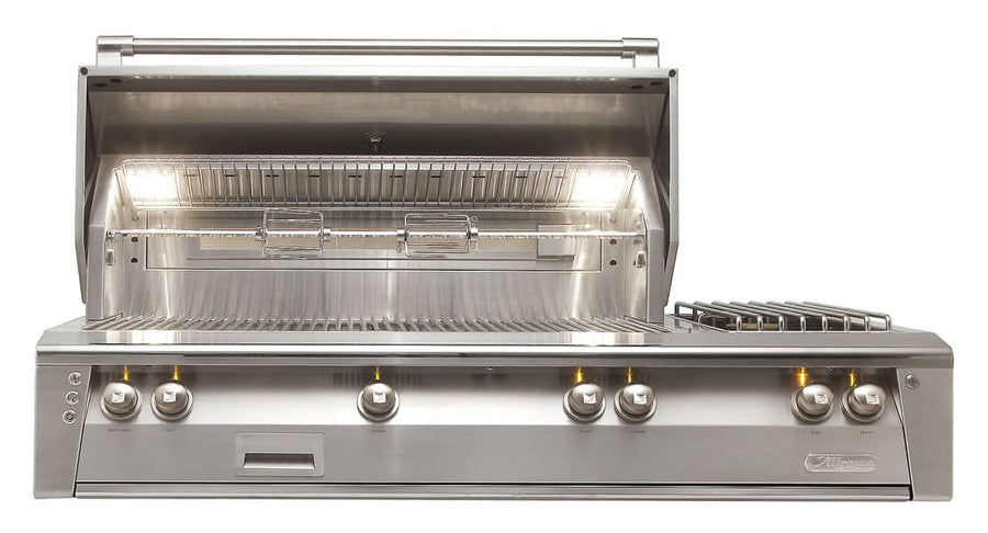 Alfresco ALXE 56-Inch Built-In Gas Deluxe Grill With Rotisserie And Side Burner ALXE-56 outdoor kitchen empire