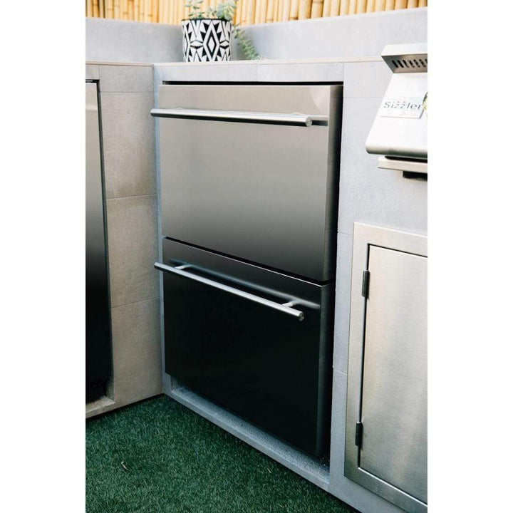 American Made Grills AMG 24" 5.3c Deluxe Outdoor Rated 2-Drawer Refrigerator SSRFR-24DR2 outdoor kitchen empire
