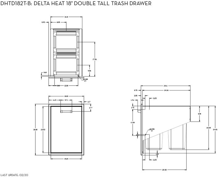 Delta Heat 18-Inch Tall Double Trash Drawer DHTD182T-B outdoor kitchen empire