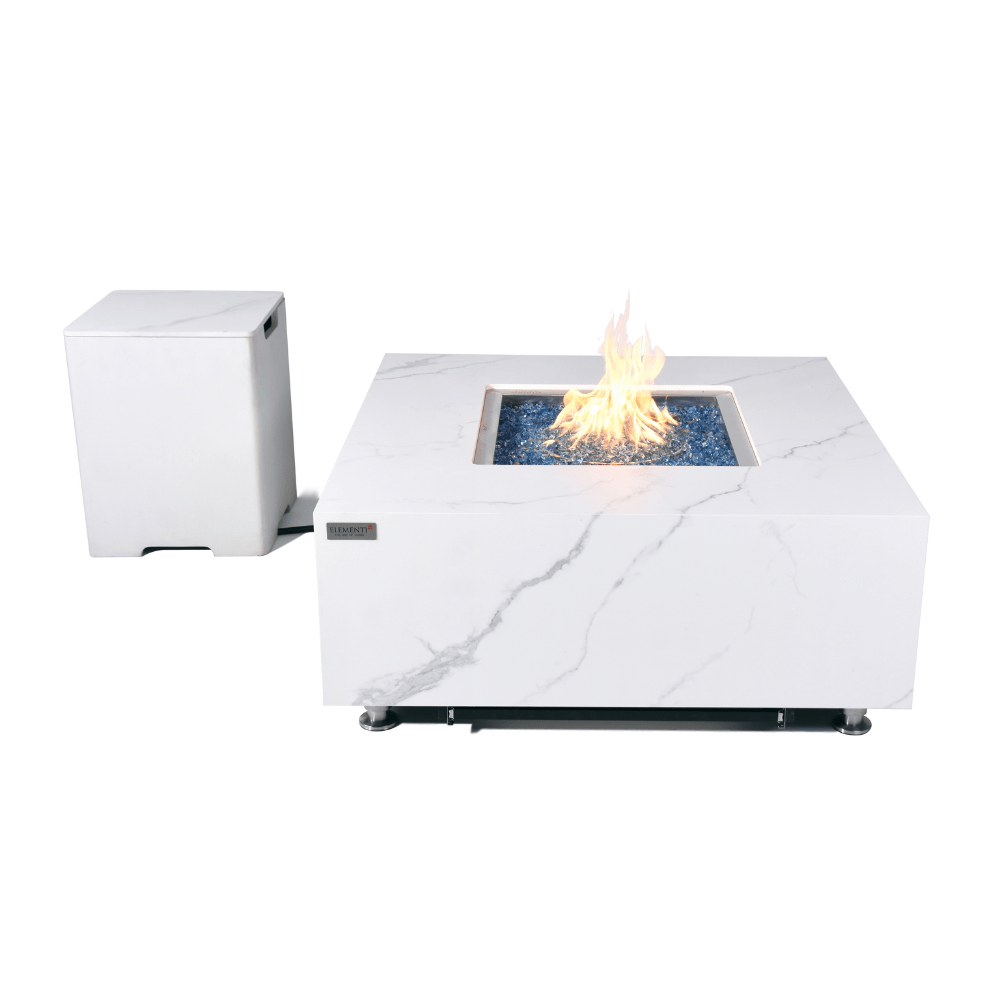 Elementi Plus Bianco Marble Porcelain Fire Table OFP103 outdoor kitchen empire