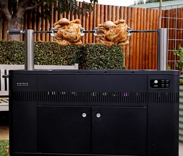 Everdure HUB II 54-Inch Charcoal Grill w/ Rotisserie and Cliplock Forksâ„¢ - HBCE3BUS outdoor kitchen empire