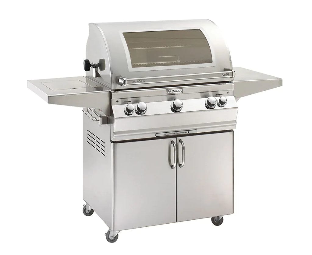 Fire Magic Aurora 30" Portable Gas Grill with Analog Thermometer & Flush Mounted Single Side Burner A660s outdoor kitchen empire
