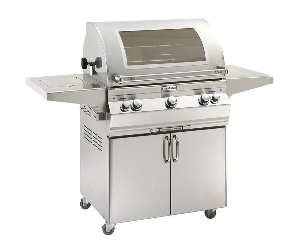 Fire Magic Aurora 30" Portable Gas Grill with Backburner, Rotisserie Kit & Single Side Burner A660s outdoor kitchen empire