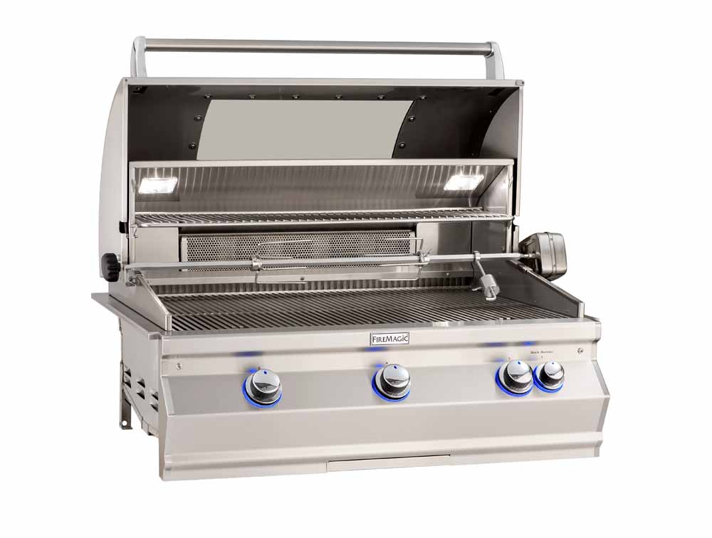 Fire Magic Aurora 36" Built-In Gas Grill with Backburner & Rotisserie Kit A790i outdoor kitchen empire