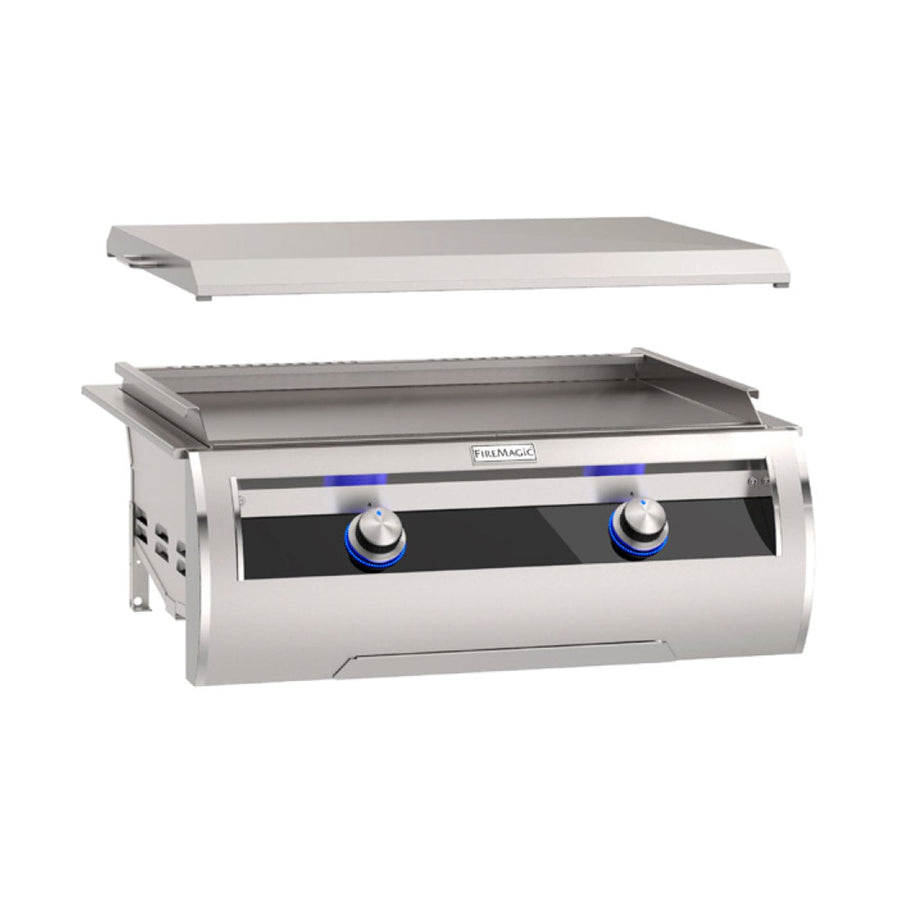 Fire Magic Echelon Diamond 30" Built-In Gas Griddle with Black Glass Control Panel and Back-Lit Knobs E660i-1T4 outdoor kitchen empire
