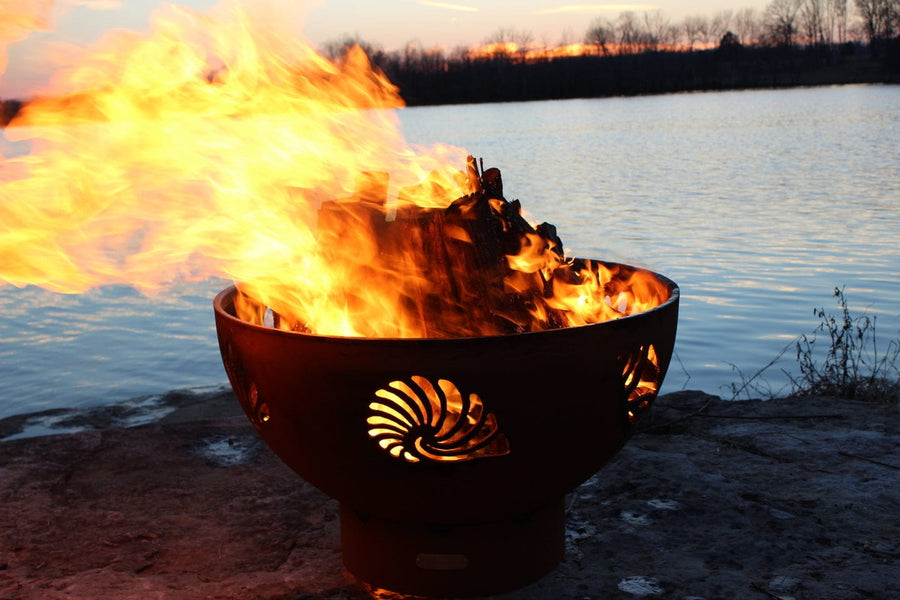Fire Pit Art Beachcomber 36-inch Wood Burning Fire Pit - Beach outdoor kitchen empire
