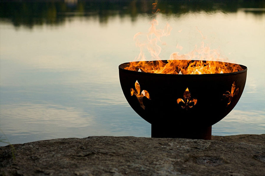 Fire Pit Art Fleur de Lis 36-inch Wood Burning Fire Pit - FDL outdoor kitchen empire