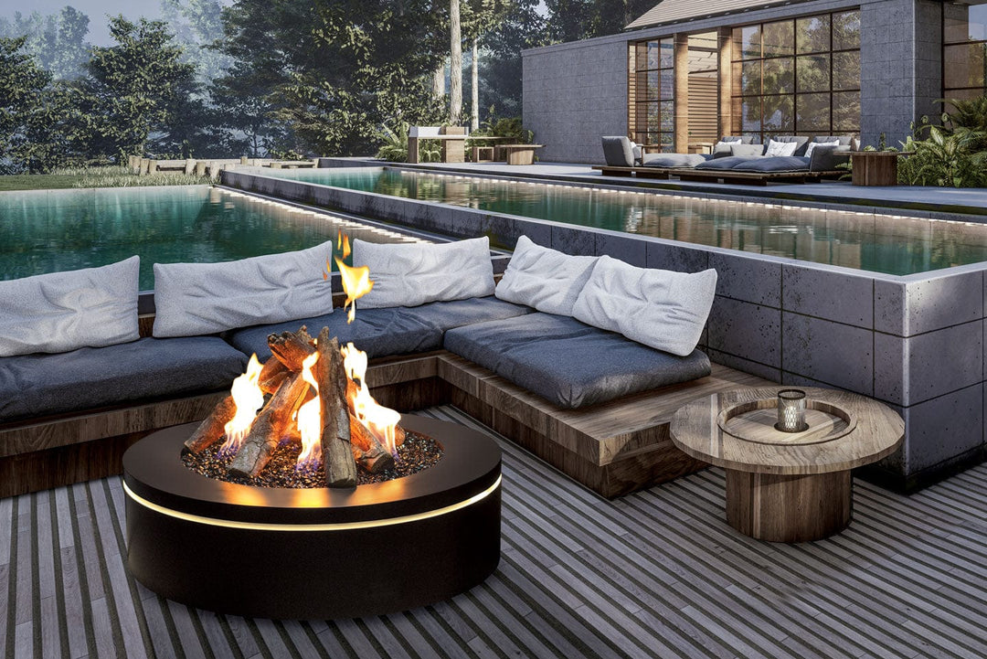 Halo Urbana Luxury 40" Round Black Stainless Steel Gas Fire Pit URUFP40RSB24 outdoor kitchen empire