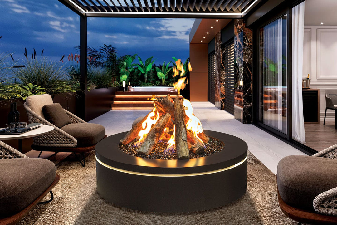 Halo Urbana Luxury 40" Round Black Stainless Steel Gas Fire Pit URUFP40RSB24 outdoor kitchen empire