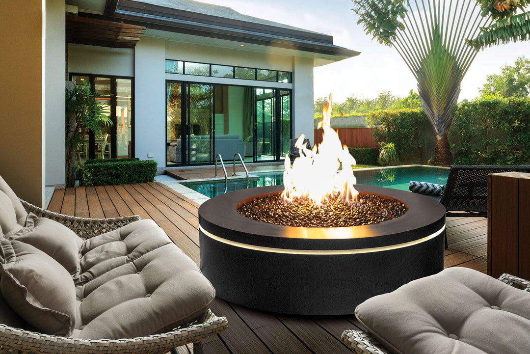 Halo Urbana Luxury 47" Round Black Stainless Steel Gas Fire Pit URUFP47RSB24 outdoor kitchen empire