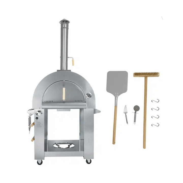 Kokomo Grills 32 Inch Dual Fuel Gas or Wood Fired Stainless Steel Pizza Oven outdoor kitchen empire