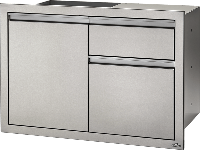 Napoleon Built-In Components 36" X 24" Stainless Steel Single Door and Waste Bin/Drawer BI-3624-1D1W outdoor kitchen empire