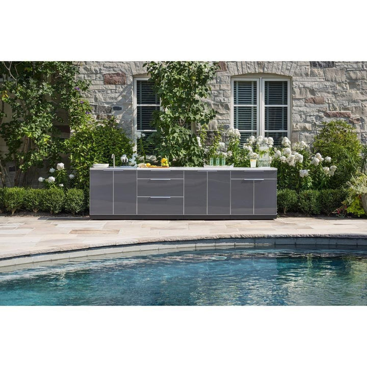 Newage 3-Piece Slate Gray Countertop Aluminum Outdoor Kitchen Cabinets 65267 BBQ Island Components 65267 outdoor kitchen empire
