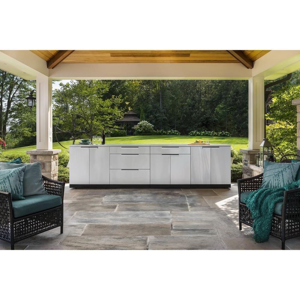 Newage 3-Piece Stainless Steel Set Countertop Outdoor Kitchen Cabinets 65067 BBQ Island Components 65067 outdoor kitchen empire
