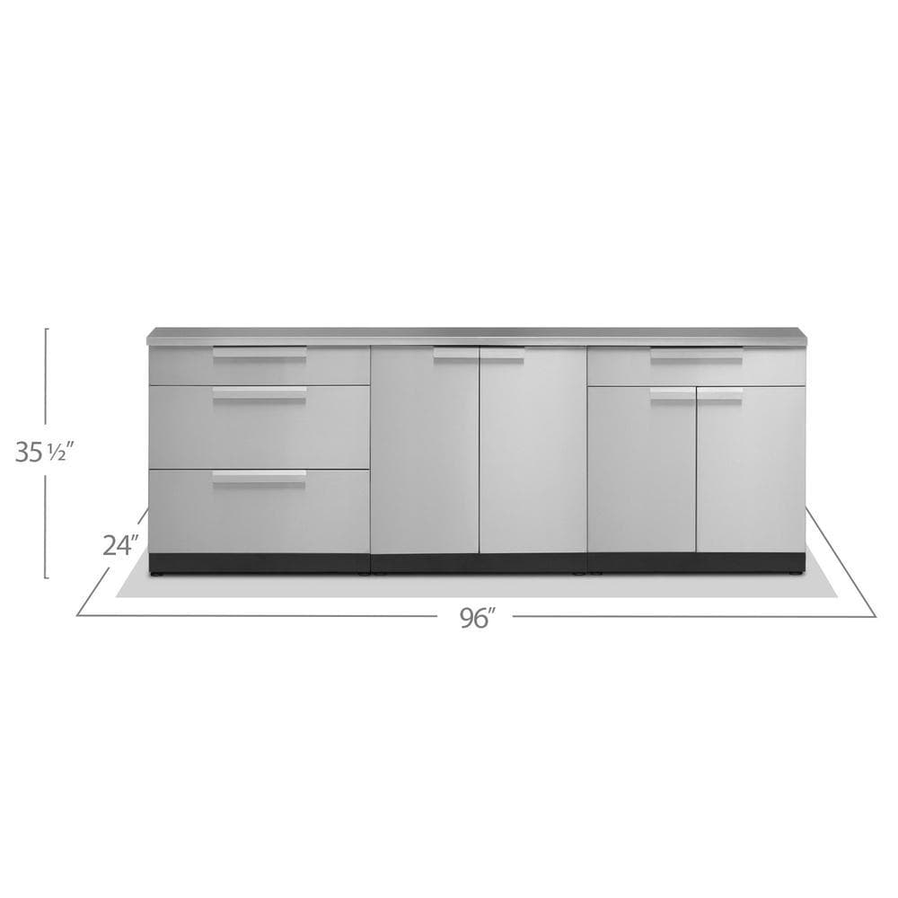 Newage 4-Piece Set Countertop Stainless Steel Outdoor Kitchen Cabinets 65052 BBQ Island Components 65052 outdoor kitchen empire