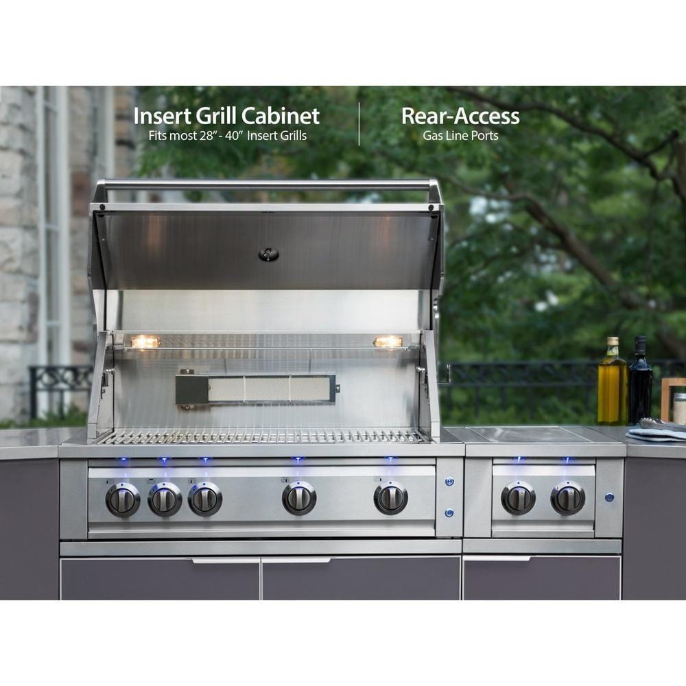 Newage 4-Piece Set Slate Gray Countertop Aluminum Outdoor Kitchen Cabinets 65251 BBQ Island Components 65251 outdoor kitchen empire