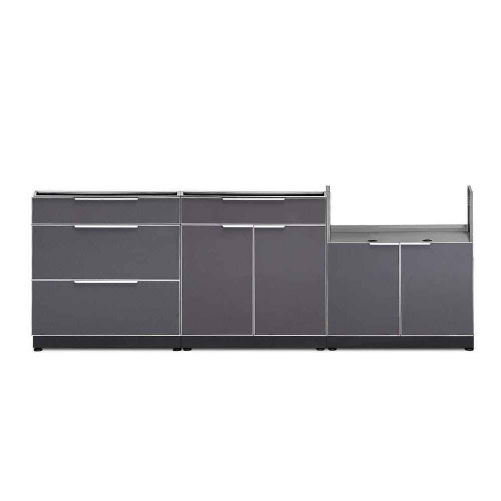 Newage 4-Piece Set Slate Gray Countertop Aluminum Outdoor Kitchen Cabinets 65251 BBQ Island Components 65251 outdoor kitchen empire