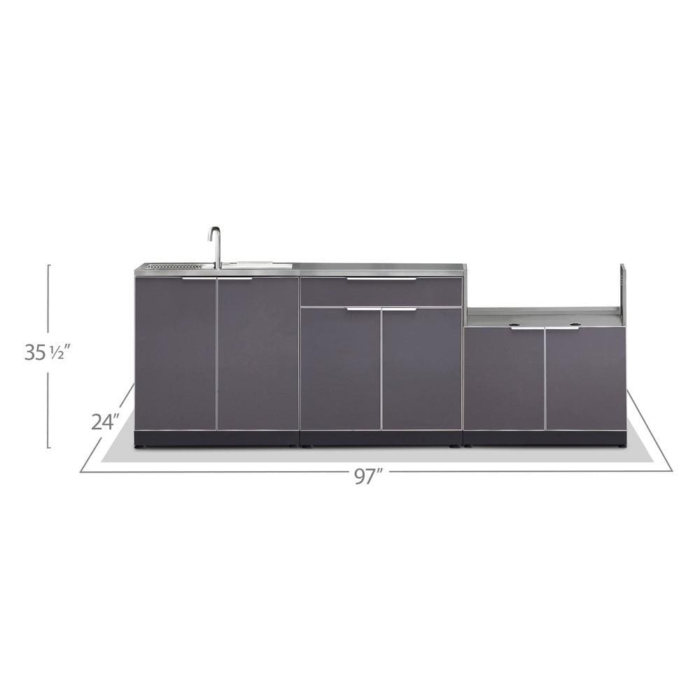 Newage 4-Piece Slate Gray Countertop Aluminum Outdoor Kitchen Cabinets With Sink Cabinet 65258 BBQ Island Components 65258 outdoor kitchen empire