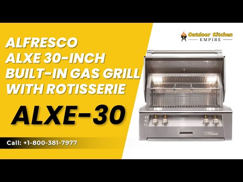 Alfresco ALXE 30-Inch Built-In Gas Grill with Rotisserie