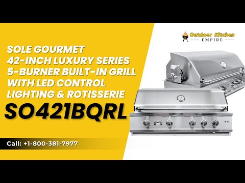 Sole Gourmet 42-inch Luxury Series 5-Burner Built-In Grill with LED Control Lighting & Rotisserie
