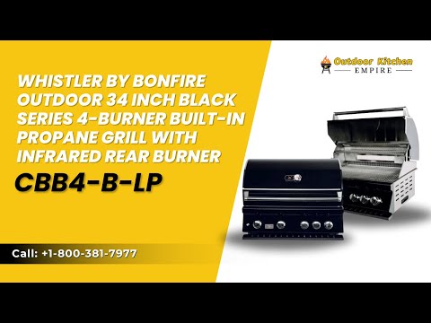 Whistler by Bonfire Outdoor 34 inch Black Series 4-Burner Built-In Propane Grill with Infrared Rear Burner CBB4-B-LP