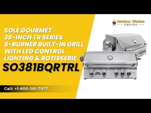Sole Gourmet 38-inch TR Series 5-Burner Built-In Grill with LED Control Lighting & Rotisserie