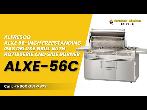 Alfresco ALXE 56-Inch Freestanding Gas Deluxe Grill With Rotisserie And Side Burner