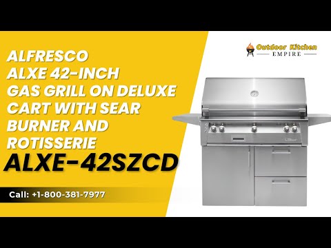 Alfresco ALXE 42-Inch Gas Grill on Deluxe Cart With Sear Burner And Rotisserie