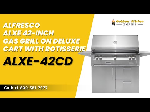 Alfresco ALXE 42-Inch Gas Grill on Deluxe Cart With Rotisserie