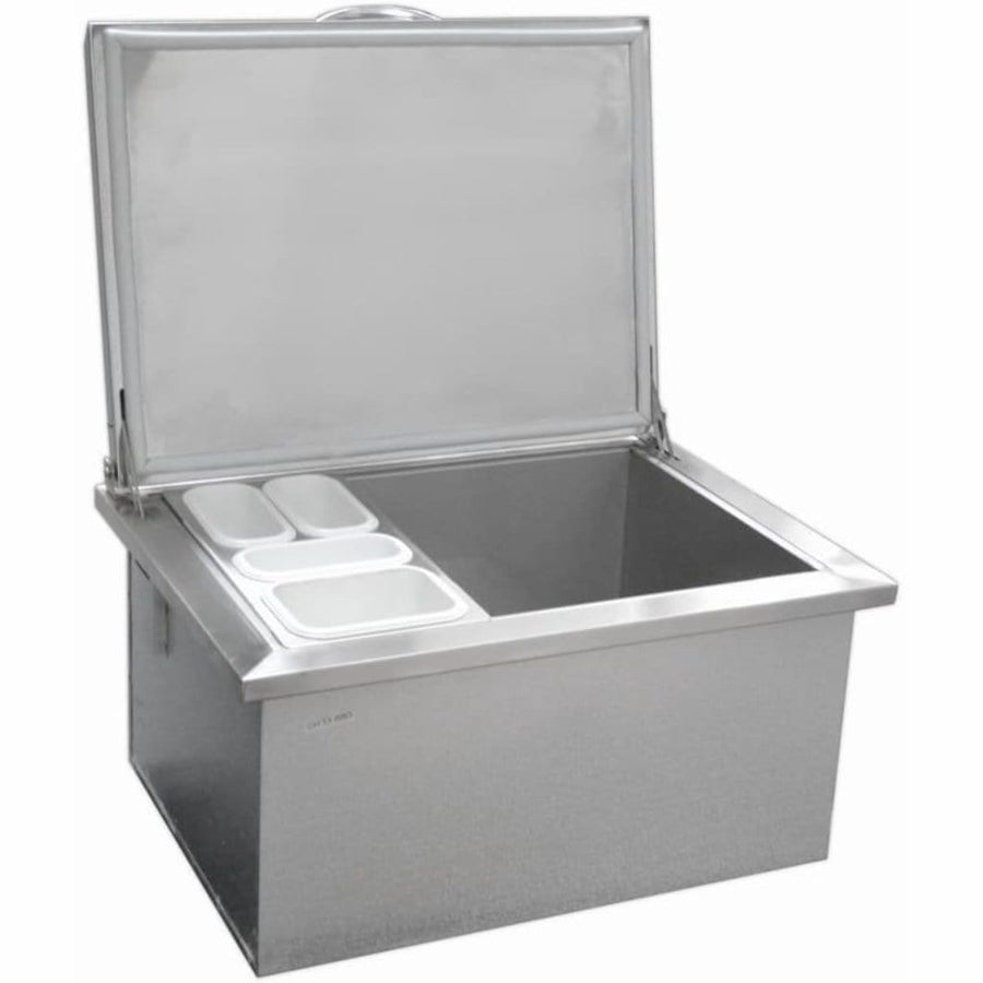 Sole Gourmet 27-inch Stainless Steel Build-in Ice Chest with Insulated Lid & Condiment Tray SOIC27X19SS outdoor kitchen empire