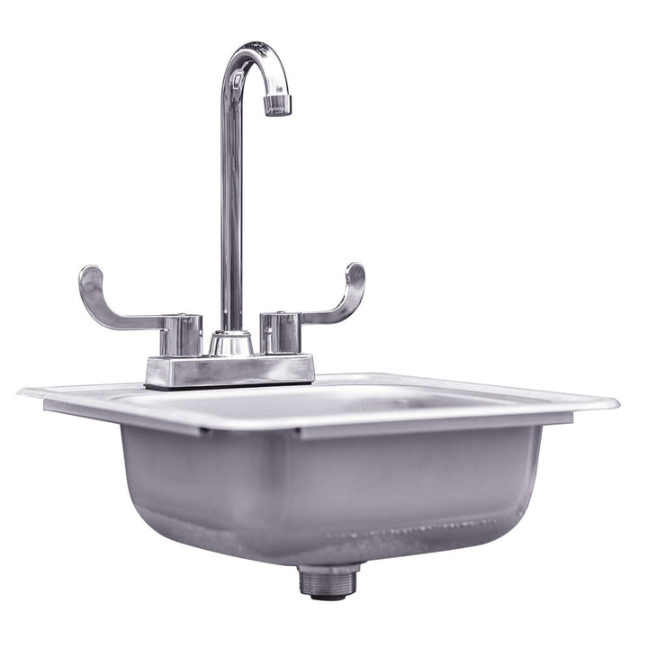 Summerset 15-inch Stainless Steel Drop-in Sink & Hot/Cold Faucet - SSNK-15D outdoor kitchen empire