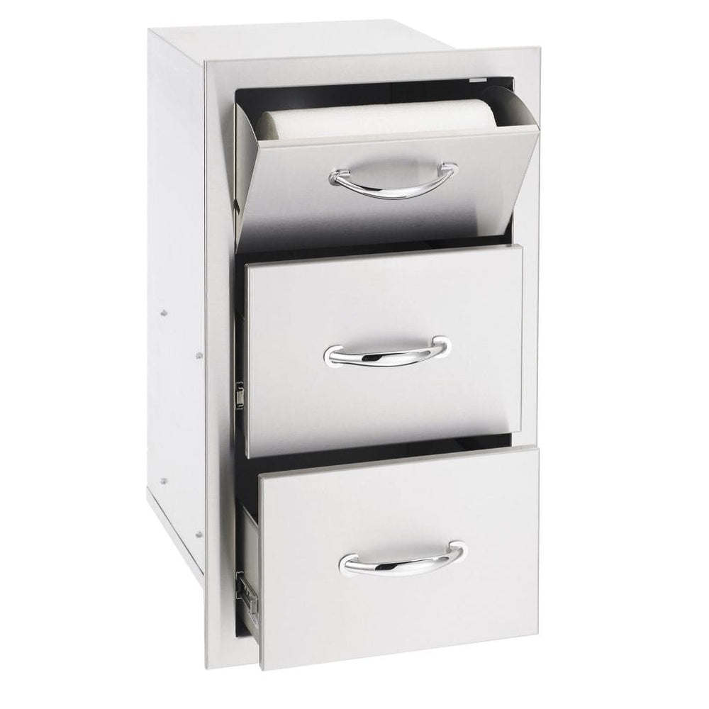 Summerset 17" Stainless Steel Vertical 2-Drawer & Paper Towel Holder Combo SSTDC-17 outdoor kitchen empire