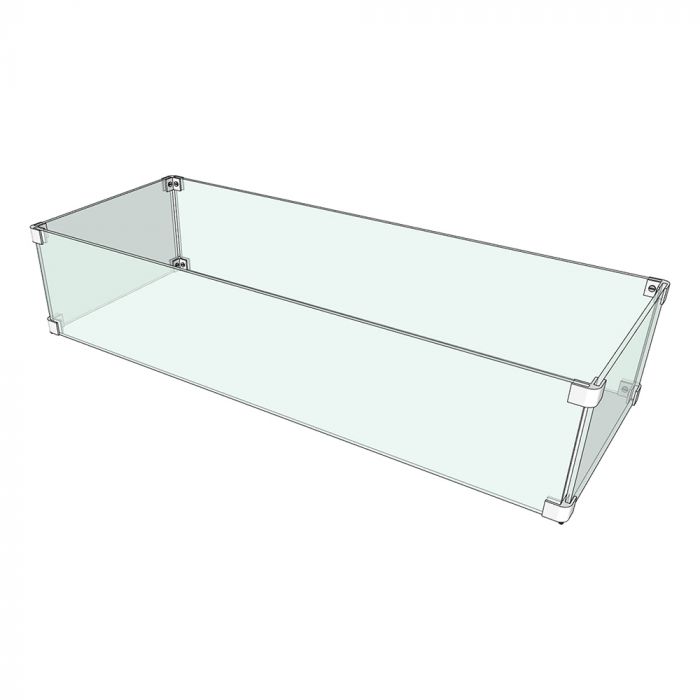 The Outdoor Plus 106x14x8 inch Rectangular Tempered Glass Wind Guard OPT-WG-10614 outdoor kitchen empire