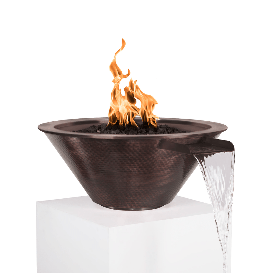 The Outdoor Plus Cazo 24" Match Lit Hammered Copper Round Fire & Water Bowl OPT-101-24NWCB outdoor kitchen empire
