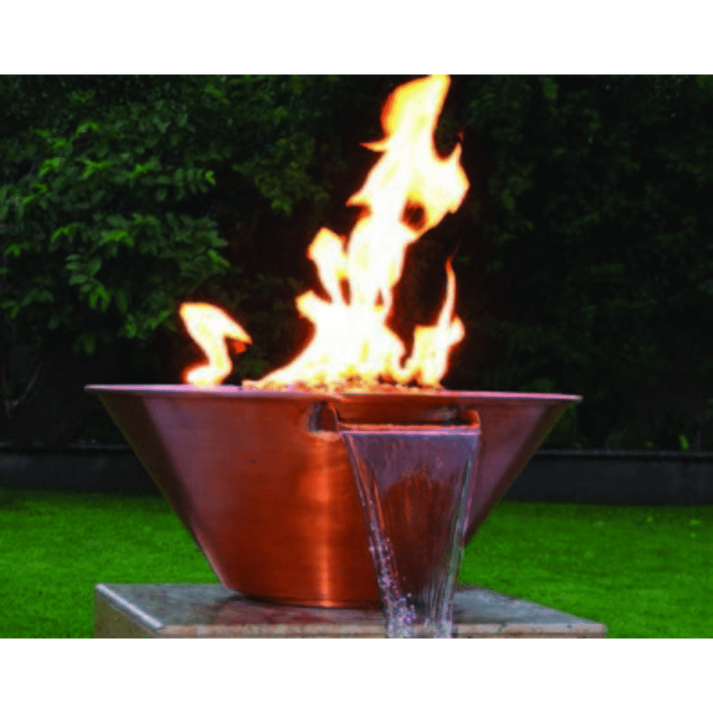 The Outdoor Plus Cazo 24" Match Lit Hammered Copper Round Fire & Water Bowl OPT-101-24NWCB outdoor kitchen empire
