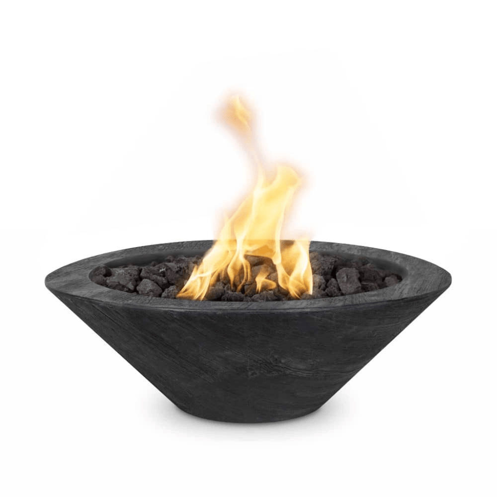 The Outdoor Plus Cazo GFRC 24" Wood Grain Concrete Round Match Lit Fire Bowl OPT-24RWGFO outdoor kitchen empire