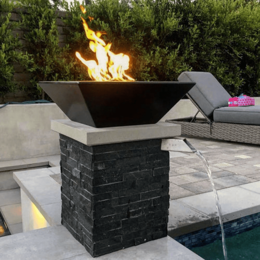 The Outdoor Plus Maya 24" Powder Coated Steel Square Match Lit Fire Bowl OPT-24SQPCFO outdoor kitchen empire