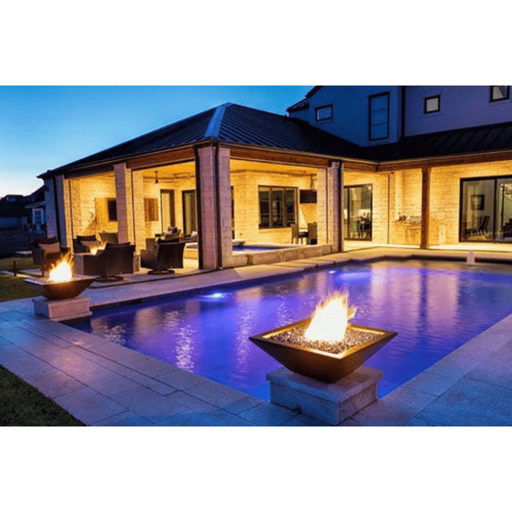 The Outdoor Plus Maya 36" Powder Coated Steel Square Match Lit Fire Bowl OPT-36SQPCFO outdoor kitchen empire