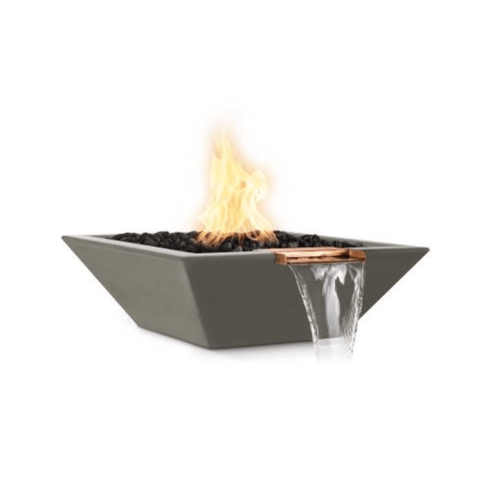The Outdoor Plus Maya GFRC 24" Match Lit Concrete Square Fire & Water Bowl OPT-24SFW outdoor kitchen empire