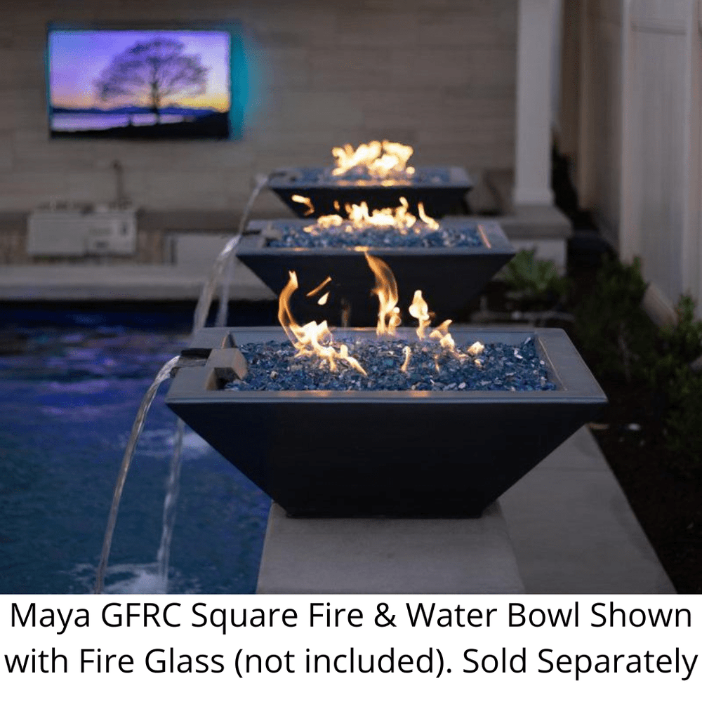 The Outdoor Plus Maya GFRC 36" Match Lit Concrete Square Fire & Water Bowl OPT-36SFW outdoor kitchen empire