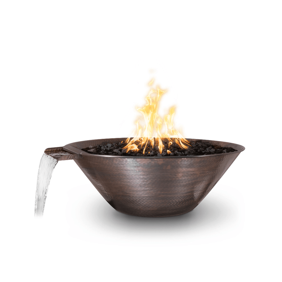 The Outdoor Plus Remi 31" Match Lit Hammered Copper Round Fire & Water Bowl OPT-31RCFW outdoor kitchen empire