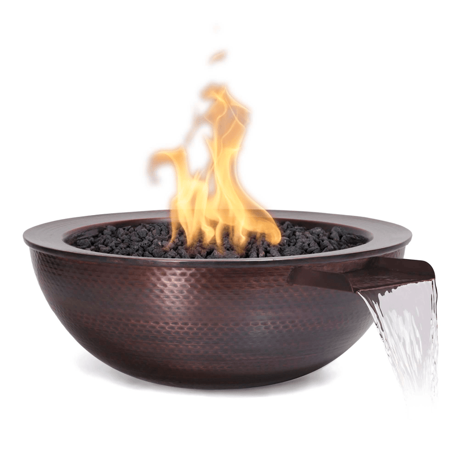 The Outdoor Plus Sedona 27" Hammered Copper Round Match Lit Fire & Water Bowl OPT-27RCPRFW outdoor kitchen empire
