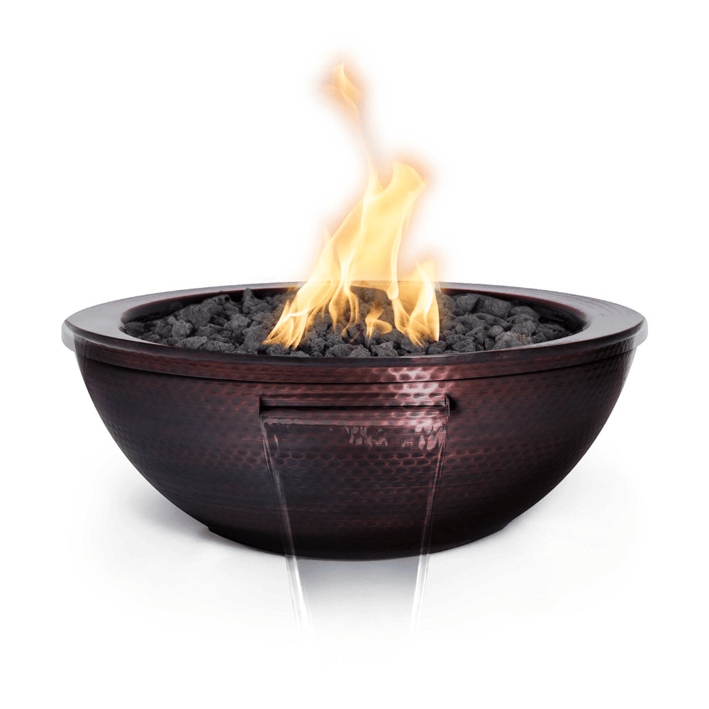 The Outdoor Plus Sedona 27" Hammered Copper Round Match Lit Fire & Water Bowl OPT-27RCPRFW outdoor kitchen empire