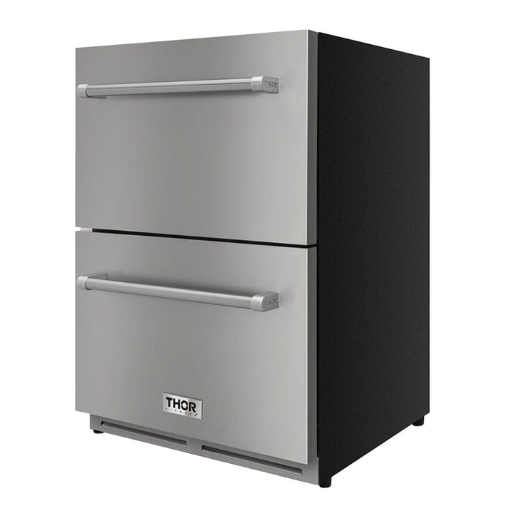 Thor Kitchen 24 Inch Indoor Outdoor Refrigerator Drawer in Stainless Steel (TRF2401U) outdoor kitchen empire